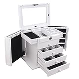 Extra Large Wooden Jewelry Box / Jewel Case Cabinet Armoire Ring Necklacel Gift Storage Box Organizer Mg002 (WHITE)