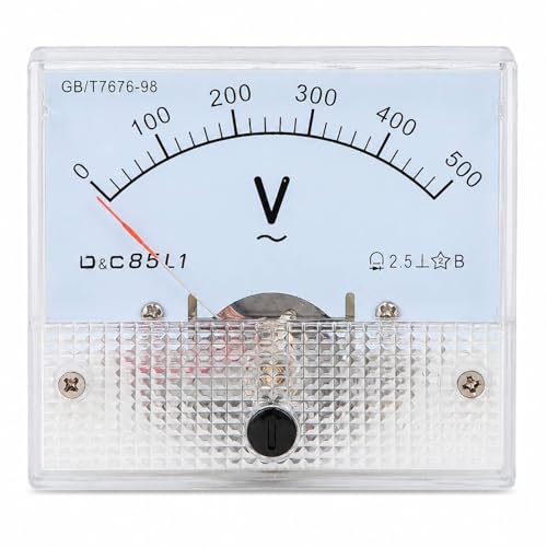 Panneau de Voltmètre Analogique Rectangulaire, Indicateur de tension AC 0-500 V Pointeur Voltmètre Analogique, voltmetre de panneau carré, pour industrie...