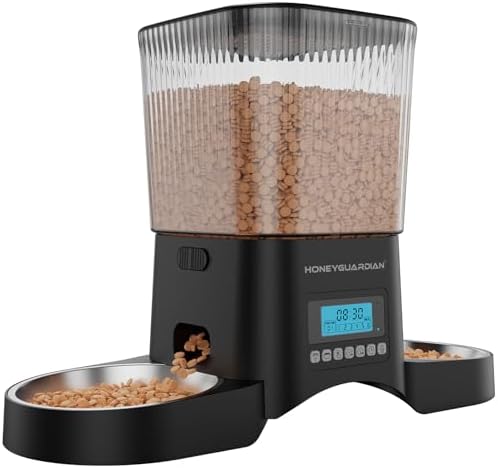 HONEYGUARDIAN Comedero Gato Automatico Doble, 3.5L Dispensador Co...
