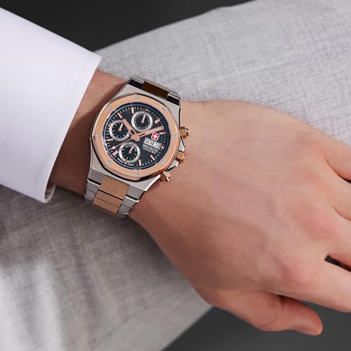 Image of Swiss Military Hanowa Damask Legends Fireball Grey Round Dial Swiss Made Automatic Watch for Men | SMWGL0007060
