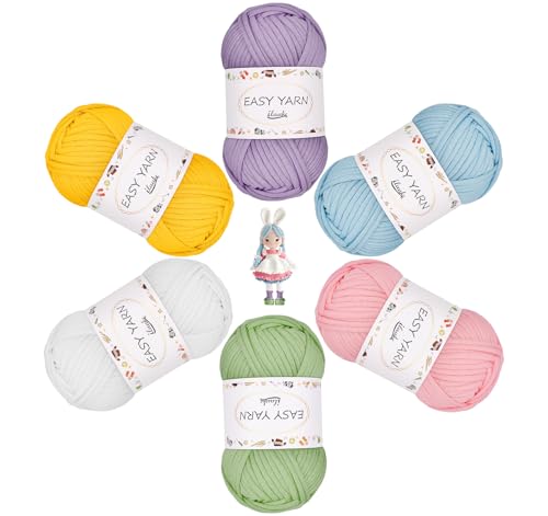 ilauke Thick & Bulky Cotton Yarn - 6x50g, Easy Knitting & Crochet, No Split, Colourful - Image 2