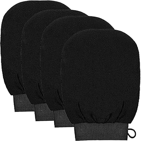 4 PCS Black Exfoliating Gloves for Body Scrub Cover