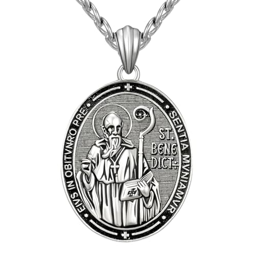 NORBU S925 Saint Necklace for Men, Patron Amulet Saint Medal Religious Gift