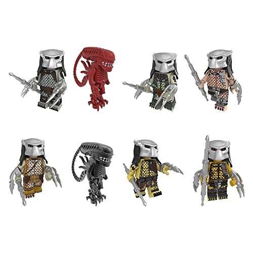 8 Hunter Minifigures Warrior Action Figures Toys Set, Movie Damage Jungle Character Building Blocks, Party Birthday Gifts for Boys Girls Fans Collectible