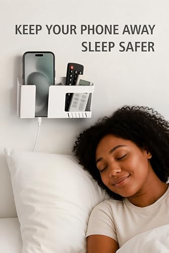 Image of WALLVIEW TECH Mobile Phone Charging Stand, Multi-Functional Storage Holder, Bedside Fixed Rack, Bedroom, Office Accessories, Portable Electronic Devices (White)