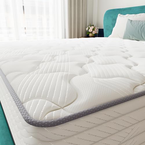 TXO Matelas 140x190 cm, Matelas à Ressorts Ensachés Antistatique, Hauteur 25 cm, Matelas Hybride avec Conception à 7 Zones pour Le Soutien du Dos, Niveau de...