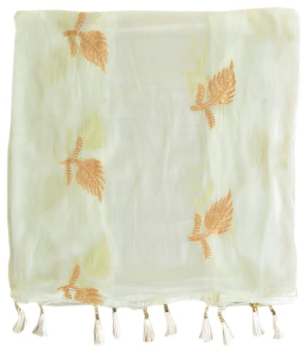 Image of YOUTHQUAKE Women's Golden Patti Work Embroidered Chiffon Dupatta for Womens & Girls With Latkan