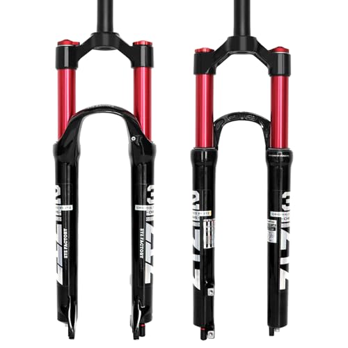 ZTZ MTB Gabel, 26/27.5/29 Zoll, Doppel Luftkammer mit ABS Dämpfung, Aluminiumlegierung, 9mm Schnellverschluss (Red, 27.5)