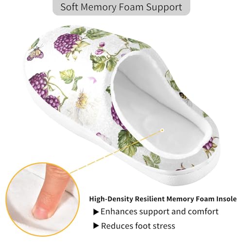 JUNZAN Fresh Dewberry Fruit White Women Cotton Slippers Warm Memory Foam Foam Slippers for Hotel Funny Presents 6-72