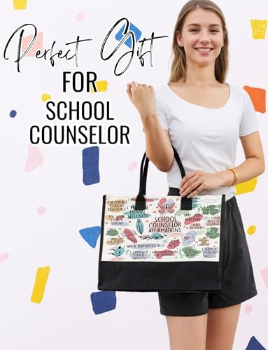 Bolsa tote de lona InnoBeta para consejeras, con cierre de cremallera superior y correa para el hombro, ideal para cumpleaños, Día de la Madre y Navidad miniatura 4