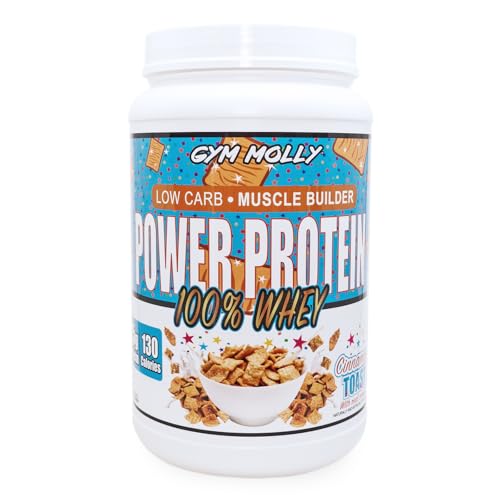 Gym Molly Power Protein Powder, 100% Whey Protein Isolate, 25g of Protein, 5.5g BCAAs, Fast Absorbing - Ready to Give You Fuel Around The Clock - 2lbs, Cinnamon Flavored