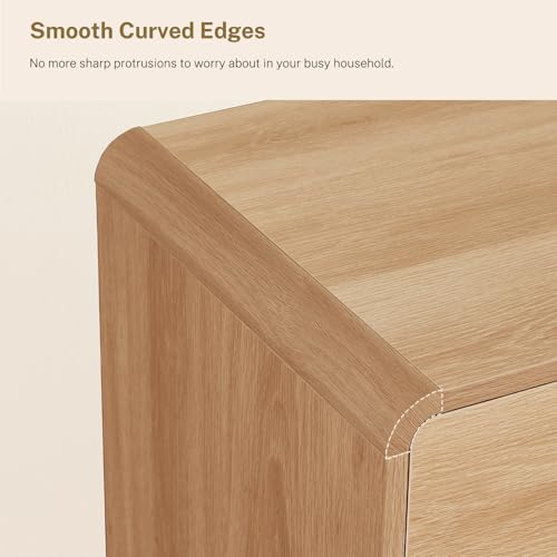 Image of TEENFON Tall Dresser for Bedroom with 6 Drawers, 49.2 inch Tall Dressers & Chest of Drawers with Curved Profile Design, Wood Closet Storage Dressers Organizer for Bedroom, Living Room, Natural