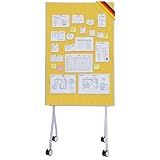 OfficeMarshal Moderationwand Doppelseitig 80 x 120 cm Präsentationstafel mit feststellbaren Rollen - Filztafel Pinnwand - Stabiler Metallrahmen - Giant (Gelb)