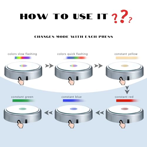 Image of ZEERSHEE Multicolor LED Light Base for 3D Crystal Glass Art Lighted Up LED Round Display Pedestal (Mirrored Flat)