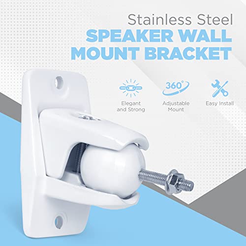 S&M Better Quality Speaker Wall Mount Brackets For Cube-Style Satellite, Bookshelf, Or Bluetooth Speakers, Set Of 2, Heavy Duty Stainless Steel, Adjustable Swivel Mounting, Black #TOP1