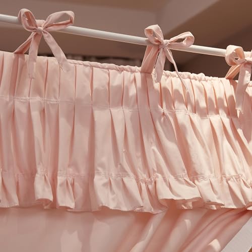 Toldo de cama rosa de princesa con volantes y cordones elásticos para dormitorio de 150cm 7
