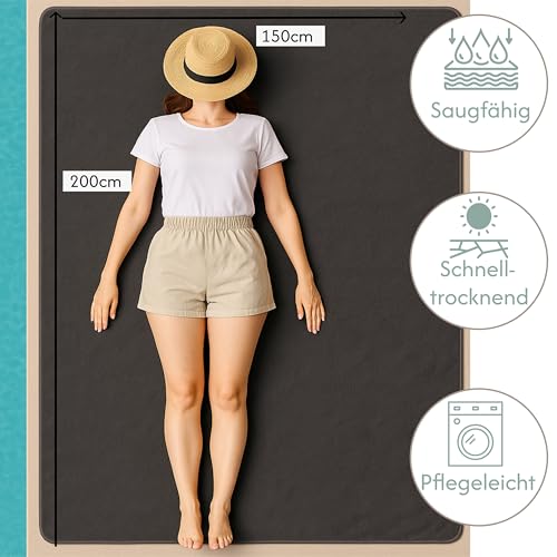 CalmyBEACH Frottee Strandtuch XXL 150x200cm - Badehandtuch groß 100% Baumwolle Strandhandtuch Badetuch Strand Handtuch Strandlaken Beach Towel Picknickdecke Stranddecke