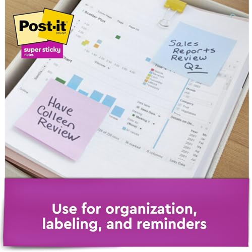 Image of Post-it Recycled Super Sticky Notes, 3 in x 3 in, Bali Collection, 6 Pads /Pack (654-6SSNRP)