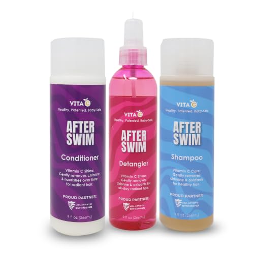 Vita C® After Swim™ Vitamin C Revival Bundle - Shampoo, Conditioner & Detangler | Brightens, Repairs Chlorine Damage, Hydrates & Detangles Hair | Nourishing 3-Piece Kit image 2