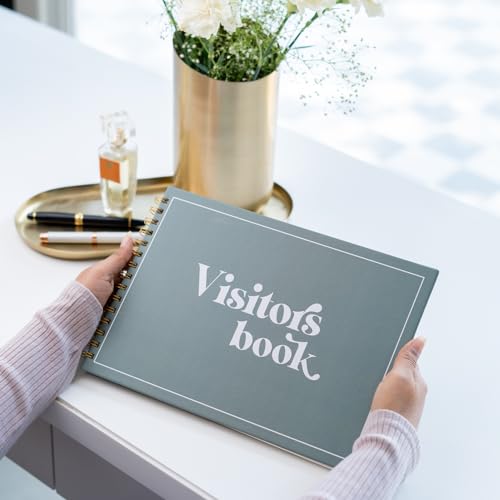 Image of Visitor Book - 8 x 12 Inches | Wiro Bound Guest Register for Hotels, Offices, Exhibitions, Boutiques & Business Use | Medium Size Visitor Log Book for Reception & Front Desk
