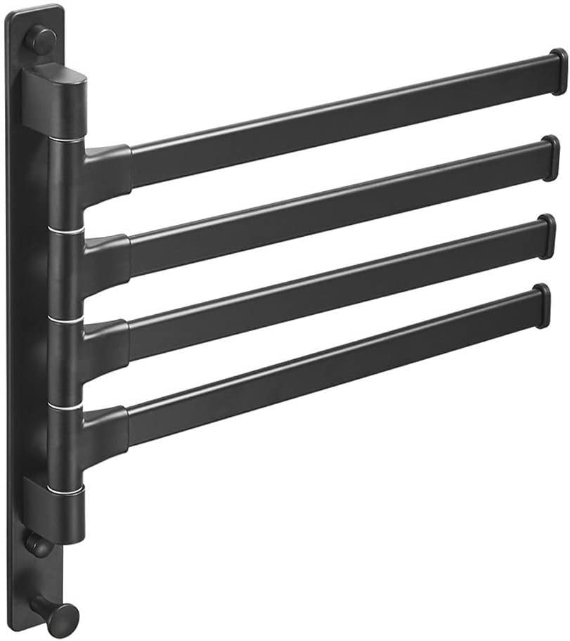 GOOPEEG Decoración de Baño Toallero Toallero de Aluminio Espacial, Toallero de Baño con Rotación de 180 Grados, Toallero con Gancho, Toallero Móvil Mueble de Baño