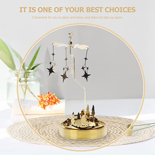 Luxshiny Rotary Candle Holder With Tray Star Rotating Tea Light Holders Spinning Candle Carousel Candlestick Stand For Wedding Home Decor Birthday Gifts Golden #TOP7