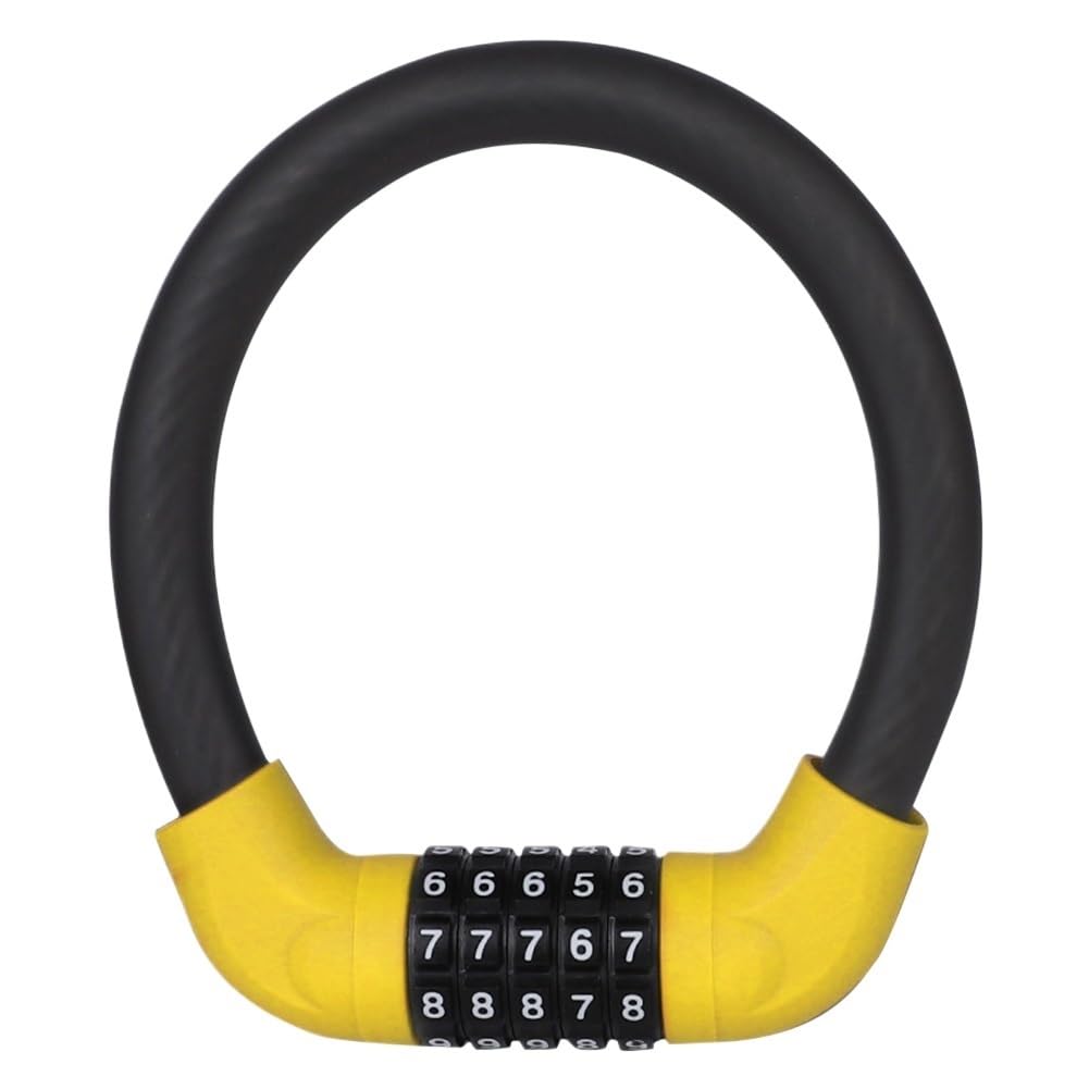 Bike Locks Bicycle Combination Lock Universal 5-Digit Code MTB Bike Security Locks Motorcycle Scooter Anti-Theft Padlock(Yellow 17.2x400mm)