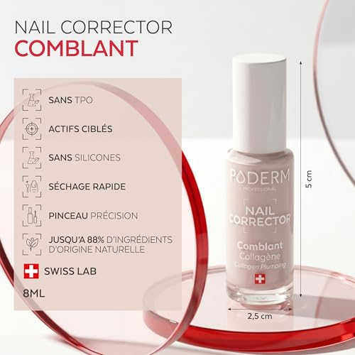 PODERM Vernis à Ongles Soin Correcteur & Perfecteur - Collagène | Lisse, Floute & Comble les Stries avec Fini Gel Naturel - 8 ML | Ongle Protégé et Plus Uniforme | Développé par un Podologue en Suisse – Image 6