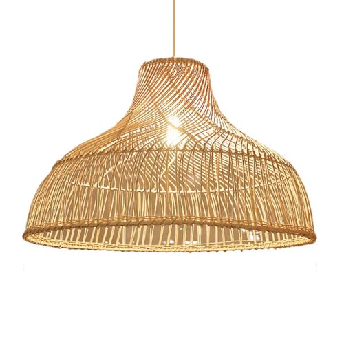 Lustre rotin tissé main pour îlot de cuisine et salon bohème