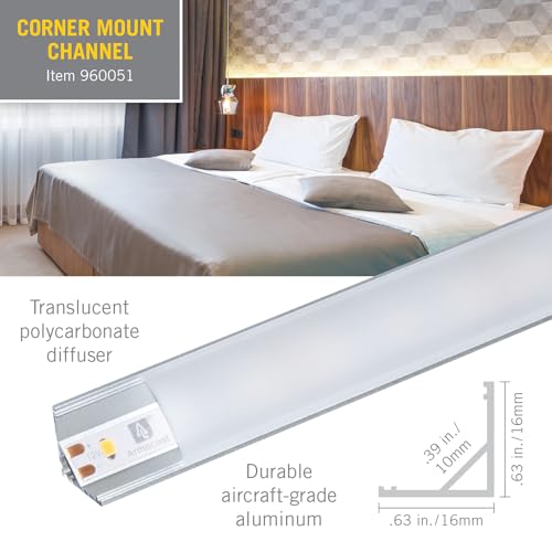 Image of Armacost Lighting LED Tape Light Mounting Channel, Corner Mount, Silver 5-Pack 960051N