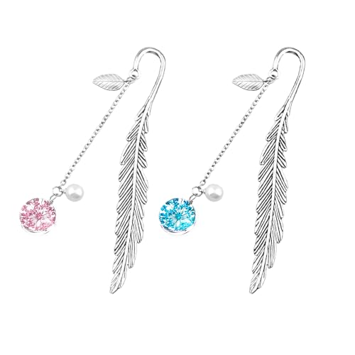 2pcs Metal Bookmarks Feather Bookmark Cute Funny Books Accessories Gifts for Book Lovers Men Women Teachers