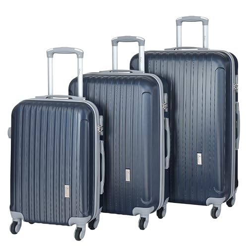 Senator Hard side 3-piece Suitcase on Wheels, Ultra Lightweight with Spinner Wheels 4, (Set of 3 (20/24/28), Navy Blue)