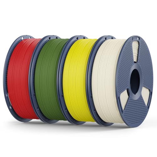 Image of SUNLU Matte PLA Filament 1.75mm, 4KG (8.8LBS) | Bone White+Red+Olive Green+Yellow, Smooth Matte Finish, Less Brittle, Reduced Layer Line Appearance
