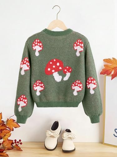 Image of BEAUDRM Girl's Cute Bow Sweater Crew Neck Long Sleeve Drop Shoulder Loose Pullover Tops