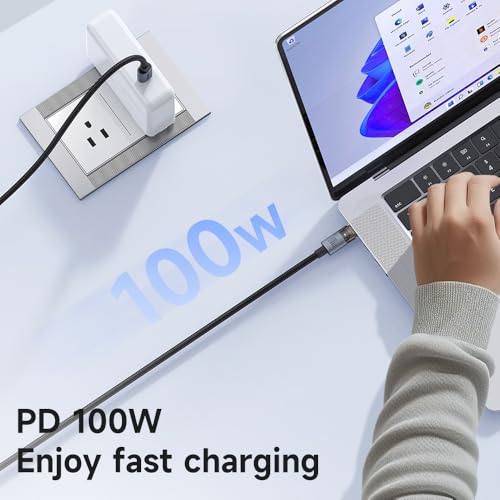 Image of mcdodo 100W USB-C to USB-C Charging Cable with Flashing Light 4ft, Nylon Braided USBC to C Fast Charging Cable Fit for iPhone 16 15 Pro ProMax Plus, Galaxy S23 /S22+Ultra, iPad, MacBook(Black)