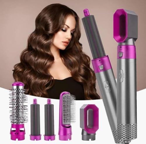Image of Drumstone 15 πππππ πΎπππππππ 5-in-1 Hair Dryer Brush Styler for Women | Detachable Hot Air Styling Tool with Curler, Straightener, Volumizer & Comb for All Hair Types