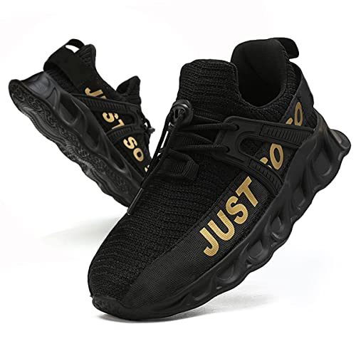 EGMPDA Boy Shoes Athletic Running Fashion Sneakers Walking Breathable Kids Girls Fitness Cross-Training Tennis Lightweight Shoes(Toddler/Little Kid/Big Kid) Black