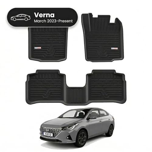 Image of 3D TPE Car Floor Mat for Verna (2023 Onwards) Custom Fit, Heavy Duty & Anti-Slip Floor Mat | Easy to Clean, All Weather Resistant, Waterproof & Dustproof Car Foot Mat for Verna
