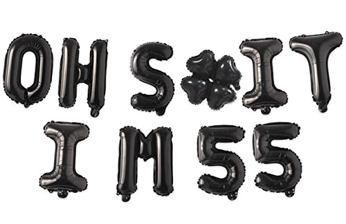 Image of Oh I'm 55! Latex Balloons 16 Inch Black Hallo Twenty Five Cheers to 55 Years Old Theme Decor for Man Woman Happy 55th Birthday Party Photo Studio Prop Flag Decorations Favors Supplies
