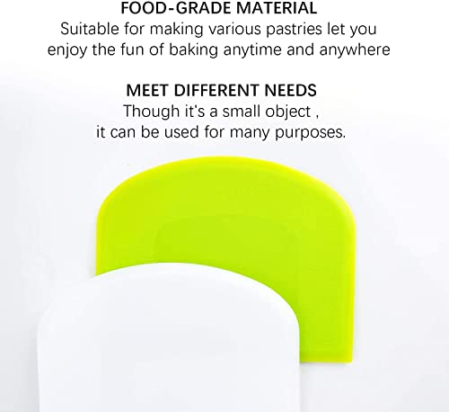 Luter 2Pcs 12X9.5Cm/4.72X3.74" Dough Scraper Plastic Pastry Cutter Bowl Scrapers Dough Bread Cutters For Cake Decorating Baking (Green, White) #TOP2