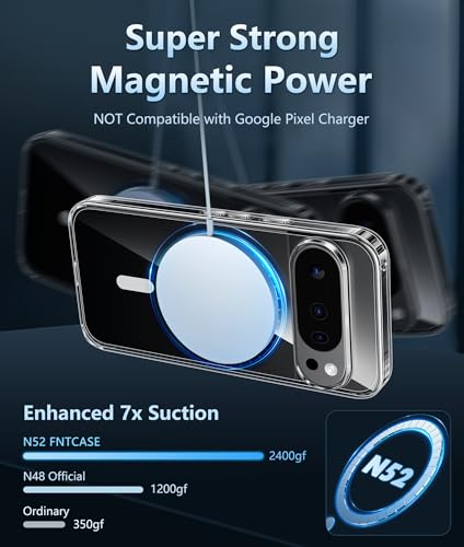 Image of FNTCASE for Google Pixel-10-Pro XL Case: Clear Pixel 9 Pro XL Phone Cases Magnetic with Screen Protector Transparent Slim Cell Cover Anti Yellowing Rugged Shockproof Protective (Clear)