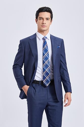 Image of HISDERN Ties for Men Formal Business Plaid Checked Mens Ties and Pocket Square Set Classic Wedding Necktie Handkerchief