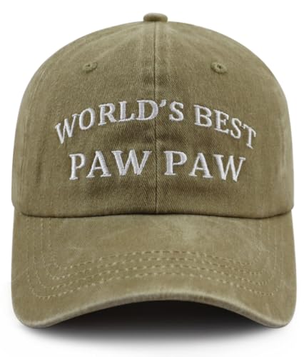 Image of World's Best Paw Paw Papa Uncle Hat for Grandpa Dad Men, Funny Adjustable Cotton Embroidered Grandfather Father Baseball Cap