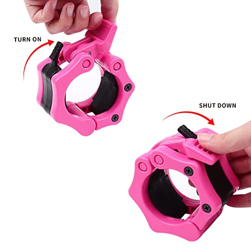 Rotomoon 2Inches Barbell Clips, Barbell Clamps, Quick Release Barbell Collar For Workout, Non-Slip Weight Clips For Bars(Rose) #TOP1