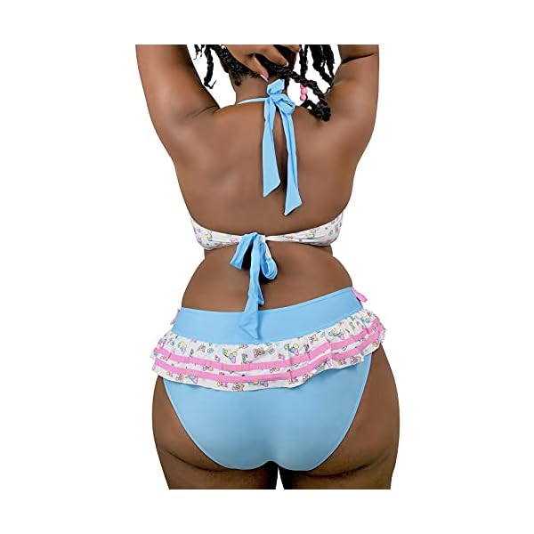 Littleforbig-Rueschen-Neckholder-V-Ausschnitt-Bikini-Set-Zweiteilige-Bademode-Badeanzug-Badeanzug-Baby-Cuties Littleforbig Rüschen Neckholder V-Ausschnitt Bikini Set Zweiteilige Bademode Badeanzug Badeanzug - Baby Cuties