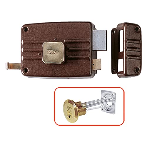 Serratura Portoncino Da Applicare Art. 401 Con Pomolo Interno E Cilindro Staccato Esterno, Scrocco Separato. Dotazione 3 Chiavi.