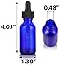 JUVITUS 1 oz / 30 ml Cobalt Blue Glass Boston Round Bottle with Graduated Measurement Glass Dropper (4 pack) + Funnel