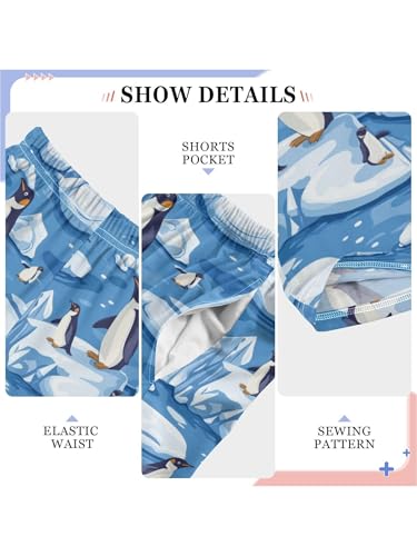 Penguins on The Glacier Boys Pants for Kids Jogger Pants with Pockets S4