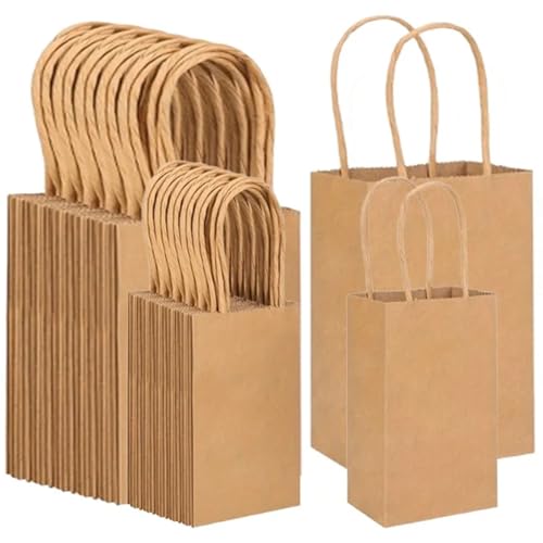 Sac en papier avec poignée en kraft brun S pour pain et café x50