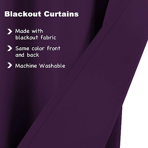 Turquoize Blackout Curtains, Plum Purple, 2 Panels, Extra Long, Drapes for Bedroom, Patio Door, Living Room, 52x108 inch